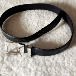 ANNE Klein genuine leather black belt Silverstone buckle size small